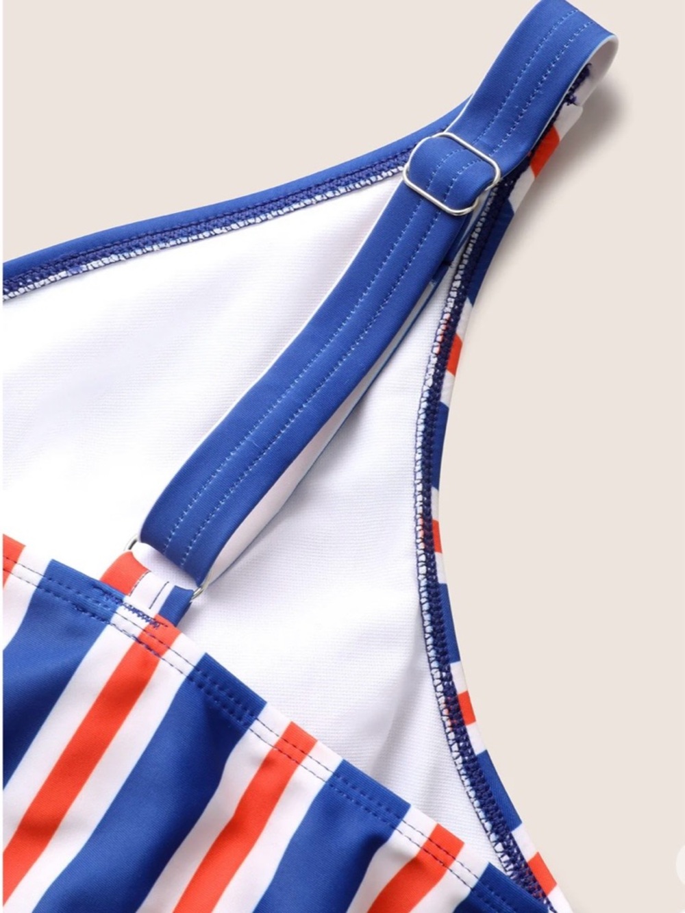 BNWT BloomChic Retro Inspired Red, White Blue Faux Wrap One Piece Bathing Suit - Picture 6 of 16